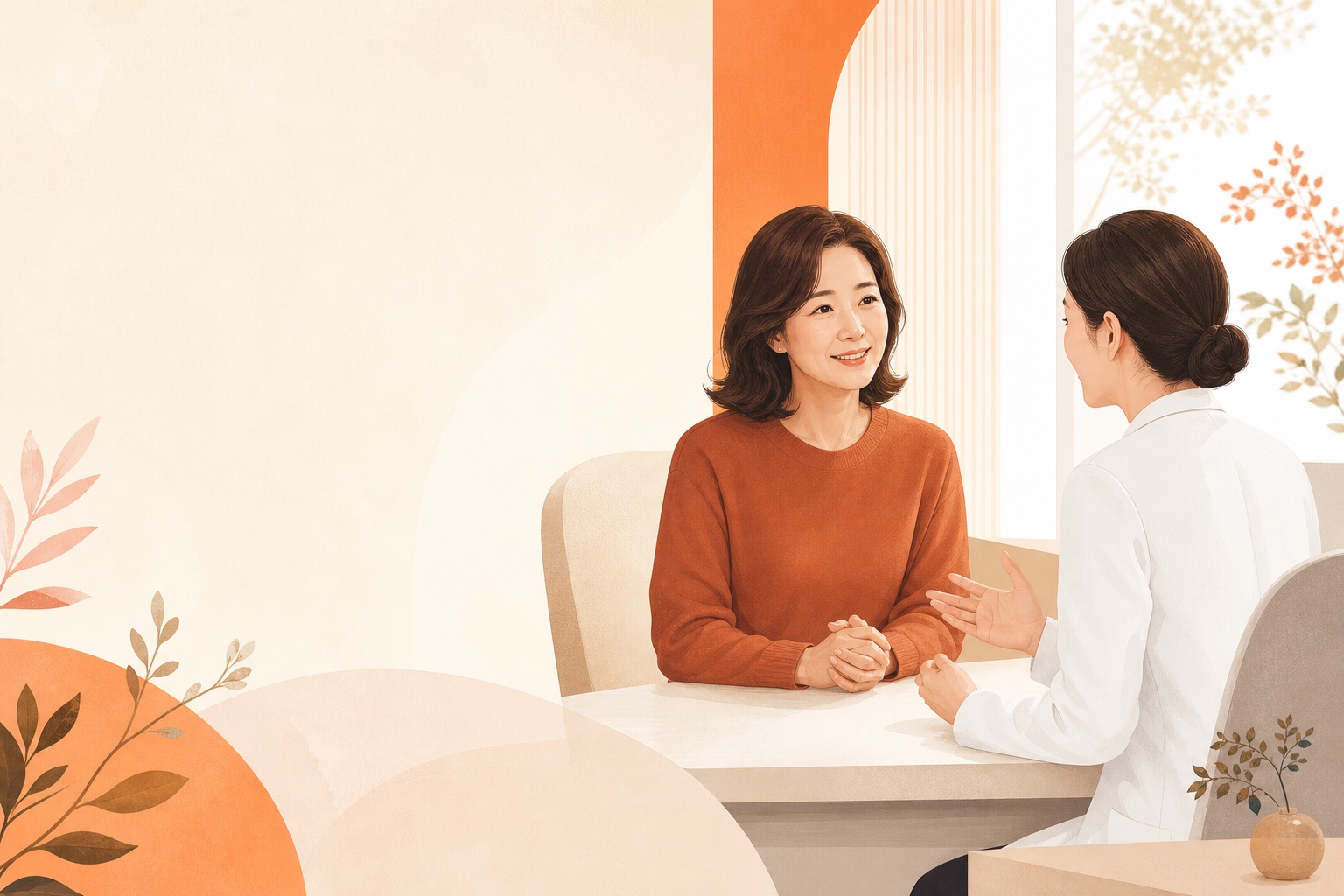 여성 고객이 보험 상담을 받는 모습